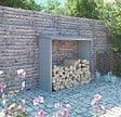 CHALET & JARDIN - Bûcher métal Bois vieilli 625 - Gris - L.182xH.160xP.75cm - vignette
