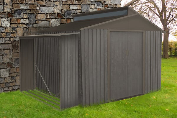 CHALET & JARDIN - Bûcher métal Bois vieilli 625 - Gris - L.182xH.160xP.75cm - large