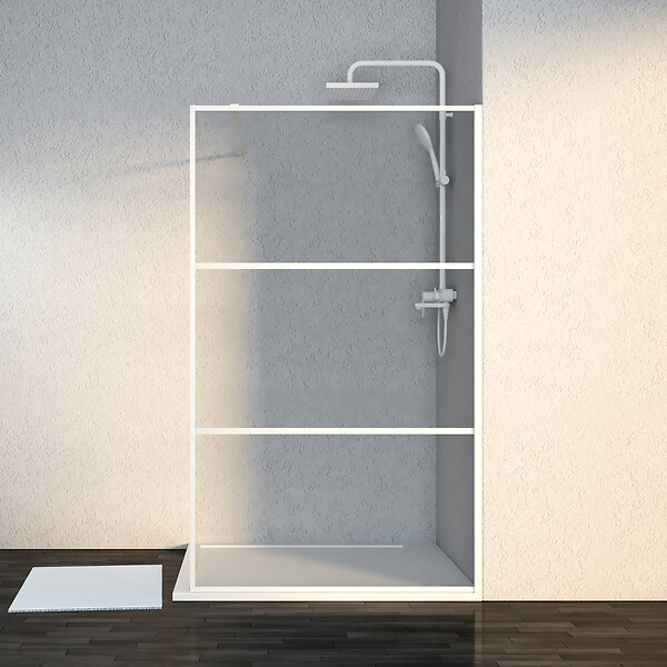 Paroi de douche - Blanche - L.120xH.190cm - large