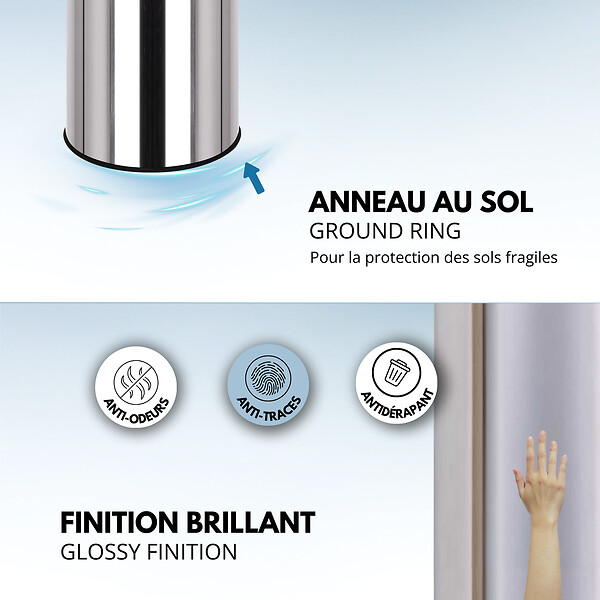 KITCHEN MOVE - Poubelle automatique inox ARTIC argent 42L - large