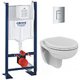 GROHE - Pack WC Bâti autoportant avec Cuvette Porcher rimless + Abattant + Plaque chrome (ProjectPorcher-1) - vignette