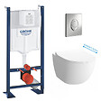GROHE - Pack WC Bâti Rapid SL Autoportant + Cuvette Vitra Sento compacte + Abattant soft close + Plaque chrome (ProjectSentoCompact-2) - vignette