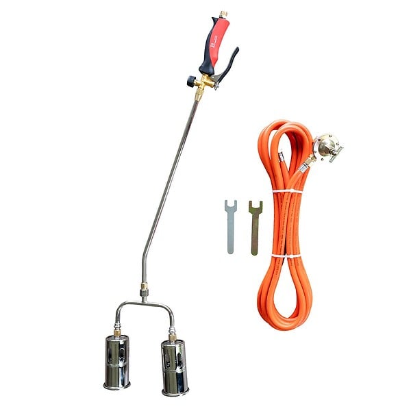 INTEC - Désherbeur thermique Pro 2 Bruleurs Ø 60 mm Turbo Tuyau 5m Détendeur gaz 4.0 bar Allume gaz Chariot INTEC - large