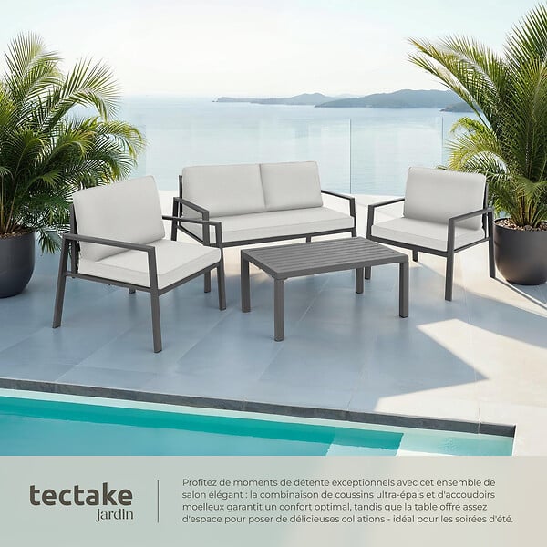 TECTAKE - Ensemble de salon Göteborg avec table gris clair - large