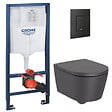 GROHE - Pack WC Bâti-support + WC Roca Inspira onyx sans bride fixations invisibles + Abattant + Plaque noire (RapidSLInspiraO-KF0) - vignette