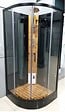 KINDFORD - Cabine de douche ronde verre et bambou - L90xH225xP90cm - vignette