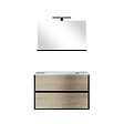 Meuble de salle de bain avec lavabo céramique  - ARCADIA - Bois clair - L80xP46 cm - vignette