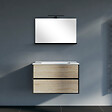 Meuble de salle de bain avec lavabo céramique  - ARCADIA - Bois clair - L80xP46 cm - vignette