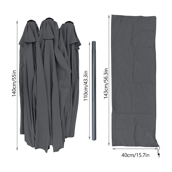 VOUNOT - Parasol Jardin Double Aluminium 270 x 460 cm gris - large
