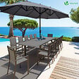VOUNOT - Parasol Jardin Double Aluminium 270 x 460 cm gris - vignette