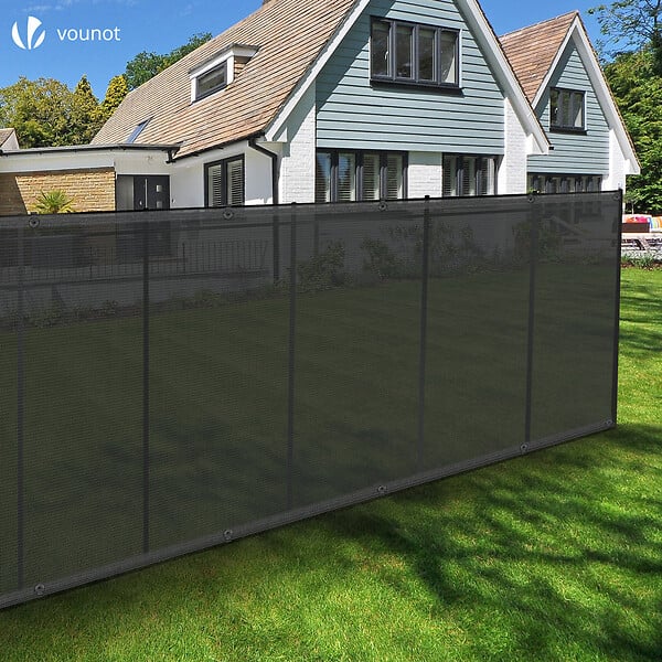 VOUNOT - Brise vue occultant en HDPE 90g/m² 1.5x10m avec attaches de fixation gris - large