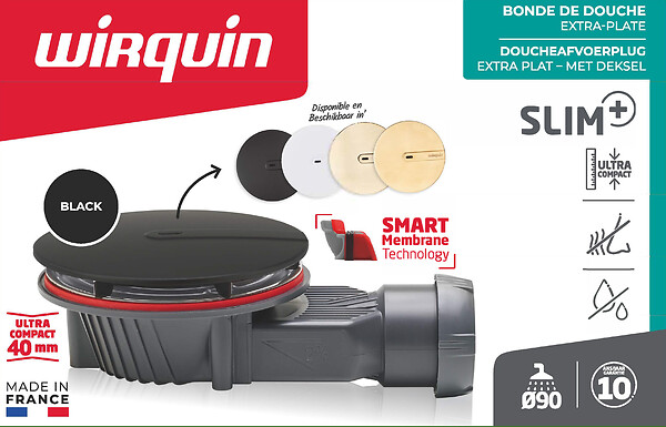 WIRQUIN - Slim+ black touch dome abs d40 fr/nl - large