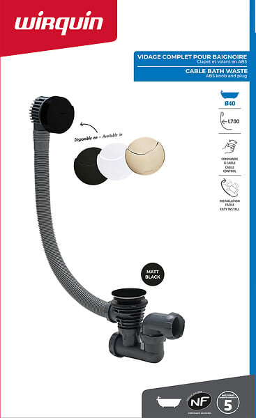 WIRQUIN - Vidage de baignoire black touch - large