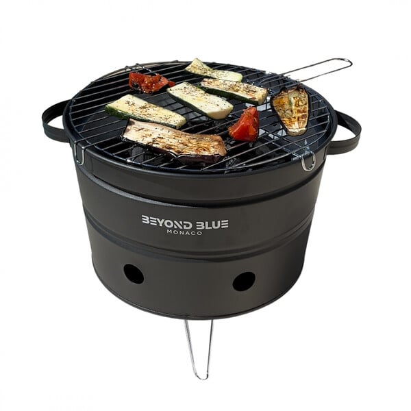 BEYOND BLUE - Mini Barbecue au Charbon de bois portable - Noir - Design pot de fleur - large