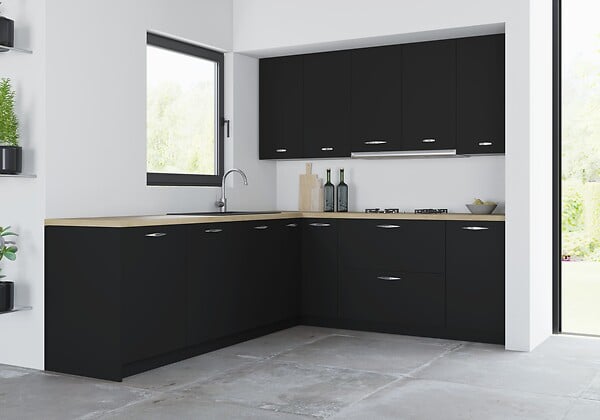 GRUPOALVIC - Porte de meuble de cuisine Louna - Noir mat - L60cm - large