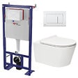 SWISS AQUA TECHNOLOGIES - Pack WC bâti-autoportant + WC SAT sans bride fixations invisibles + Abattant softclose + Plaque blanche (SMART-Brevis-M270) - vignette