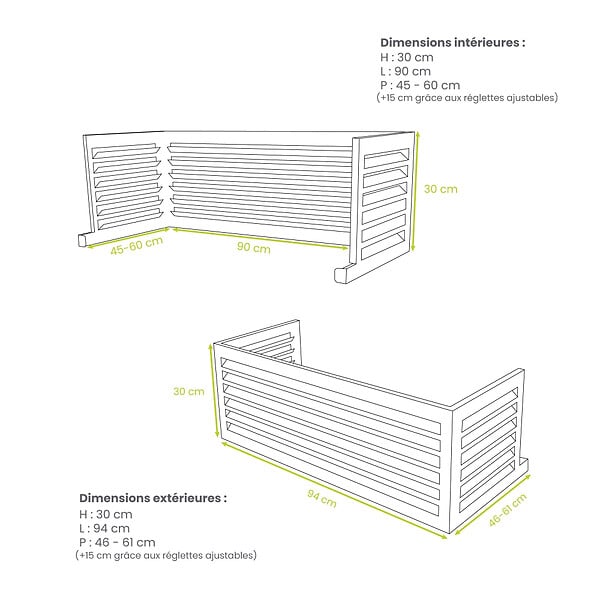 DECOCLIM - Extension hauteur pour caches DECOCLIM blanc crème taille S - DECOCLIM-23AS9001-PLUS - large
