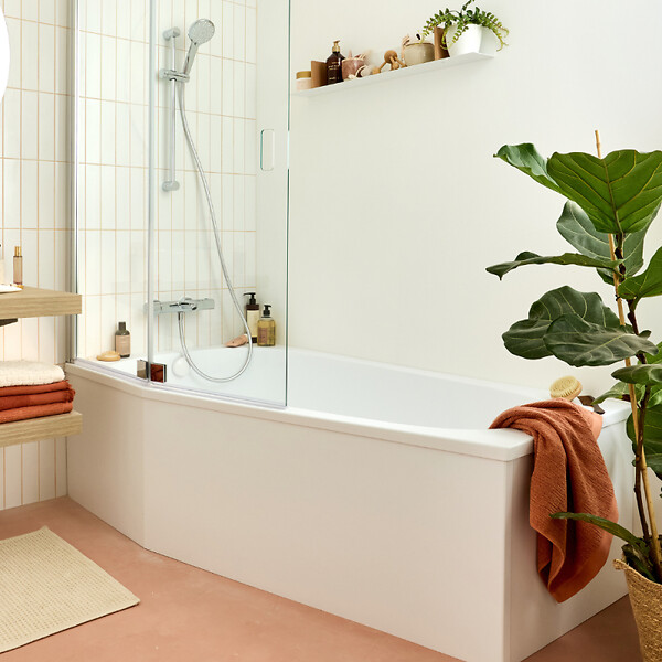 JACOB DELAFON - Tablier bain douche Bastille installation en angle blanc mat - large