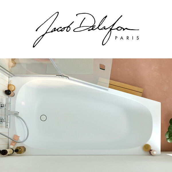 JACOB DELAFON - Baignoire bain douche 170 x 90 Bastille vidage à droite blanc brillant - large