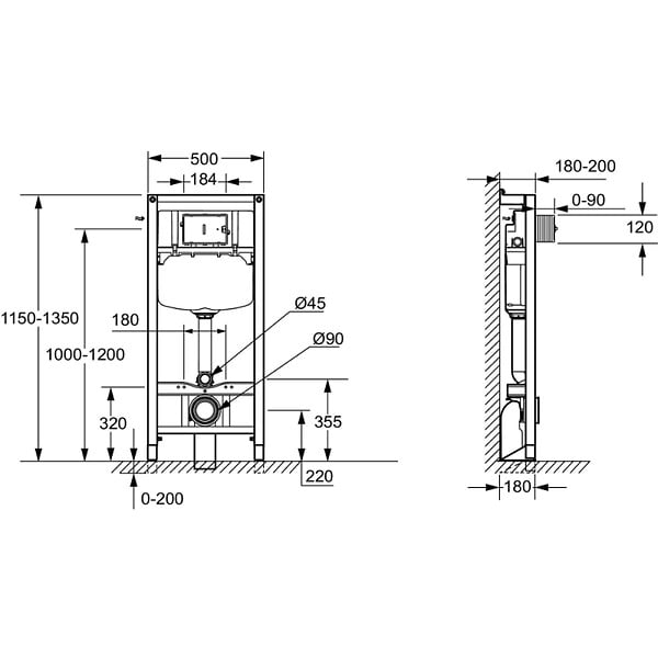 JACOB DELAFON - Pack WC suspendu sans bride Bastille + bâti support - large