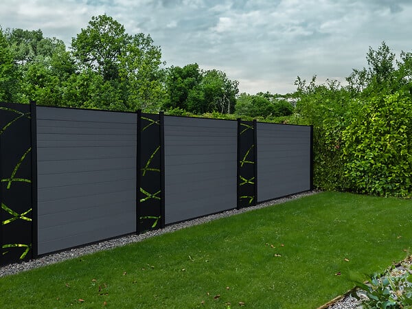 SYLWAY - Lame de clôture bois composite - Gris mat - H.16,5xL.165cm - large