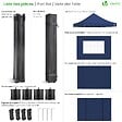 VOUNOT - Tonnelle de jardin renforcée 3x3m pliable avec 4 parois et sac de transport a roulette bleue - vignette