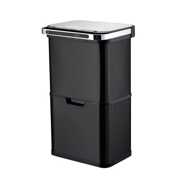 BEYOND BLUE - Poubelle cuisine automatique de tri à 4 compartiments - 60L -  Noir mat - Piles ou batterie - large