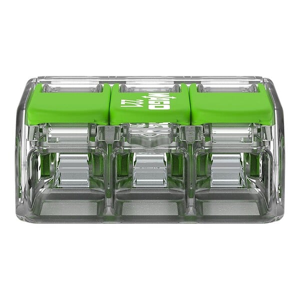 WAGO - Boite de 50 bornes d'installation 221 Green Range Wago - 3 conducteurs 4mm² - à leviers souple & rigide - large