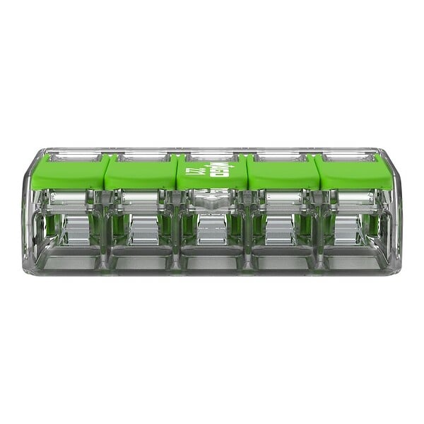 WAGO - Boite de 25 bornes d'installation 221 Green Range Wago - 5 conducteurs 4mm² - à leviers souple & rigide - large