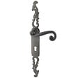 SECURY-T - Poignées de porte fer forgé COQ vieil argent 330X36 mm Trou de clé L - vignette