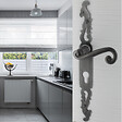 SECURY-T - Poignées de porte fer forgé COQ 330x36mm vieil argent à saillie rehaussée Trou de cylindre i 330X36 mm - vignette