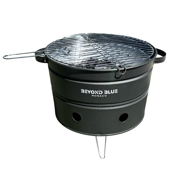BEYOND BLUE - Mini Barbecue au Charbon de bois portable - Noir - Design pot de fleur - large