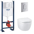 GROHE - Pack WC Bâti support Grohe Rapid SL + Cuvette sans bride Grohe Euro Ceramic, Blanc + plaque de déclenchement: Chrome (39536000) - vignette