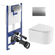 VILLEROY & BOCH - ViConnect Pro S Pack WC bâti Villeroy & Boch + WC sans bride Swiss Aqua Technologies + abattant + plaque (VCNDELANOTQ2CH) - vignette