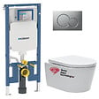 GEBERIT - Pack WC Bati-support Geberit UP720 slim + WC SAT sans bride fixation invisible + Abattant + Plaque Chrome mat SLIM-SATrimless-E - vignette