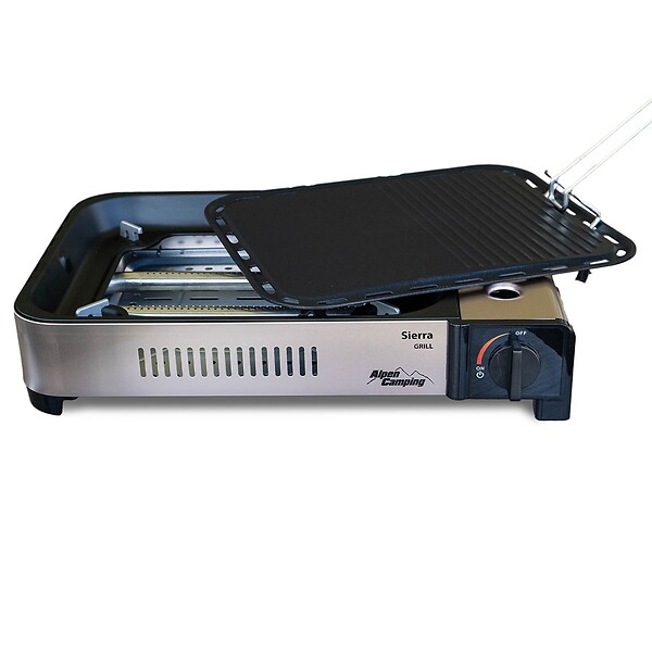 ALPENTECH - Barbecue grill Plancha gaz 2100W Piezo Haute Qualité + Mallette de transport ALPEN - large