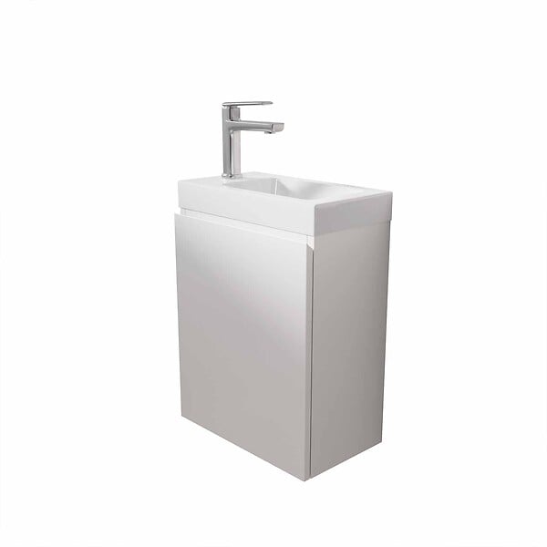 AURLANE - Meuble Lave Mains Blanc 40x50x22 cm avec Vasque en SMC - ELEMENTARY - large