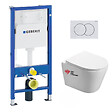 GEBERIT - Pack WC Bâti-support + WC Swiss Aqua Technologies Infinitio sans bride + Plaque Blanc alpin (InfinitioGeb1) - vignette