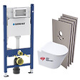 GEBERIT - Pack WC Bâti-support + WC Swiss Aqua Technologies Infinitio sans bride + Plaque blanche + Set habillage (InfinitioGeb3-sabo) - vignette