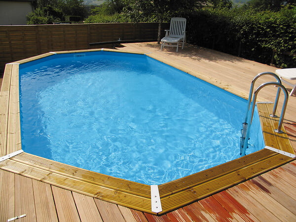 UBBINK PIS - Piscine octogonale en bois Océa - Bleu - L.400xl.610xH.130cm - large