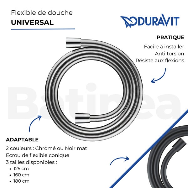 DURAVIT - Flexible de douche Universal 160 cm chromé - large