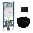 GEBERIT - Pack WC Bati-support Geberit UP720 extra-plat + WC Vitra Sento sans bride Noir mat + Abattant softclose + Plaque Noire - vignette