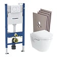 GEBERIT - Pack WC Bati-support Geberit Duofix + WC suspendu  Vitra Integra + Abattant en Duroplast + Plaque blanche + Set d'habillage - vignette