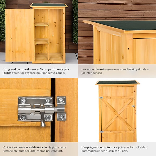 TECTAKE - Armoire de jardin adossée Taman 75 x 56 x 118 cm marron - large
