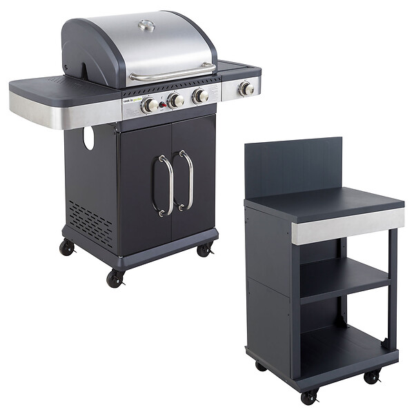 COOK'IN GARDEN - Barbecue au gaz FIDGI 3 avec desserte - large