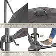 TECTAKE - Parasol DARIA 300 cm avec pied déporté et housse de protection gris - vignette