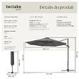 TECTAKE - Parasol DARIA 300 cm avec pied déporté et housse de protection gris - vignette