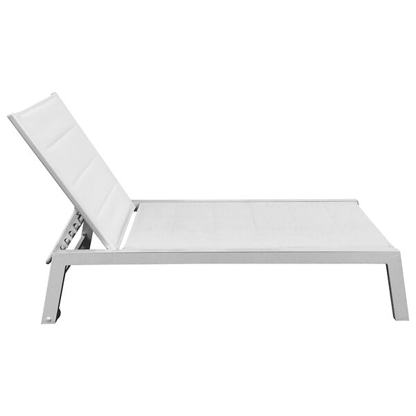 HAPPY GARDEN - Bain de soleil BARBADOS en textilène blanc - aluminium blanc - large
