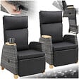 TECTAKE - Fauteuil en rotin Pescara avec structure en aluminium, dossier réglable gris - vignette