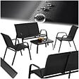 TECTAKE - Salon de jardin NORA pour 4 personnes avec table noir - vignette